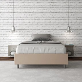 Letto Sommier senza rete imbottito 140x210 similpelle tortora Azelia