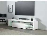 Mobile porta TV Dcompagno, Base porta TV, Credenza bassa da soggiorno a 1 anta, 100% Made in Italy, 160x40h35 cm, Bianco lucido