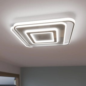 Plafoniera LED design Emingo, bianco 48x12 cm, luce con 5 temperature di colore dimmerabile, 6000 lumen INSPIRE