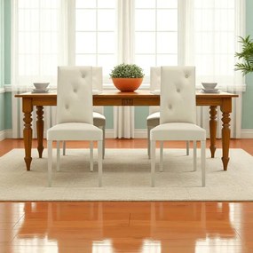 Sedia ecopelle Beige - schienale imbottito 2 sedie JENNY