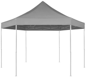 Gazebo Pieghevole Esagonale Pop-Up Grigio 3,6x3,1 m