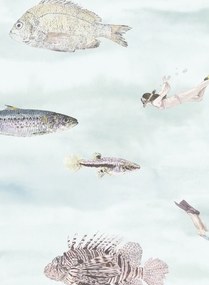 Sian Zeng Tapete Classic Fish - Blue-Green
