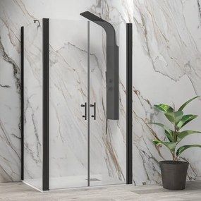 Kamalu - Box doccia 70x90 nero apertura saloon altezza 200h | KS2800AS