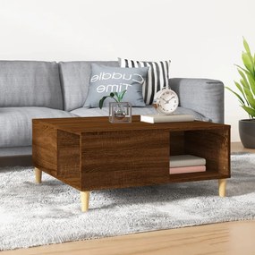 Tavolino Salotto Rovere Marrone 80x80x36,5 Cm Legno Multistrato /
