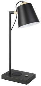 Lampada Da Tavolo Minimal Lacey-Qi Acciaio Nero Luce Led Integrato 5,5W