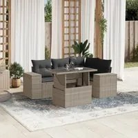 Set Divano da Giardino 5pz con Cuscini Grigio Chiaro Polyrattan 3269142