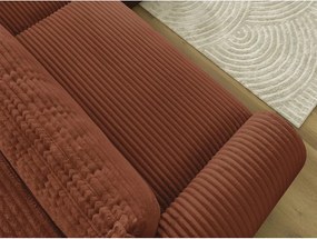 Divano angolare color mattone allungabile (con penisola a destra) con rivestimento in velluto a coste Lucien – Bobochic Paris