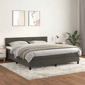 Giroletto A Molle Con Materasso Grigio Scuro 160x200 Cm Velluto /