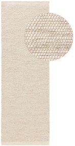 benuta Pure Tappeto passatoia in lana Rocco Crema 70x200 cm - Tappeto fibra naturale