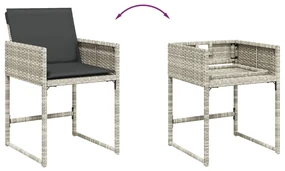 Set da pranzo da giardino 15 pz con cuscini grigio polyrattan