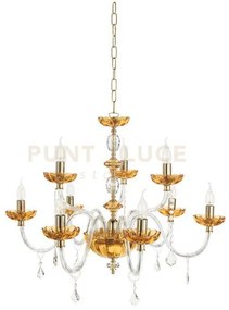 Lampadario patricia 9 luci attacco e14 colore ambra d.88cm