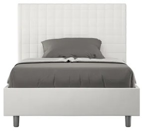 Letto senza rete imbottito 140x210 similpelle bianco Sunny