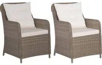 Sedie da Esterno con Cuscini 2 pz in Polyrattan Marrone 44148