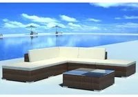 Set Divani da Giardino 6 pz con Cuscini in Polyrattan Marrone cod mxl 59314