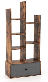 Costway Libreria a 7 piani con cassetto 7 scomparti, Libreria espositiva in legno da 118 cm per soggiorno
