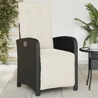 Sedia Reclinabile da Giardino con Poggiapiedi Nera Polyrattan 365184