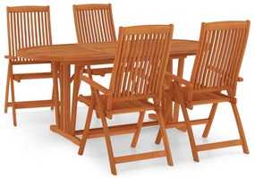 Set da pranzo per giardino 5 pz in legno massello di eucalipto