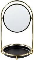 Specchio decorativo da trucco con telaio in ferro 15 cm in color oro stile glamour moderno