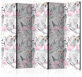 Paravento Flamingos and Twigs II [Room Dividers]