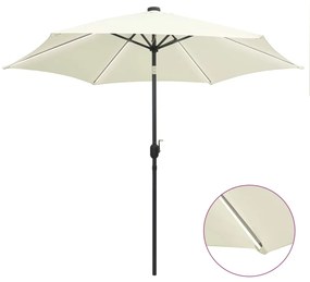 Ombrellone Con Luci A Led E Palo Alluminio 300 Cm Bianco Sabbia /