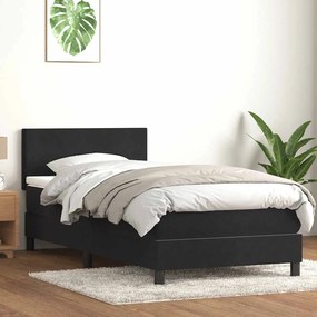 Giroletto A Molle Con Materasso Nero 80x220 Cm Velluto /