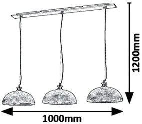 Rabalux 5460 - Lampadario a sospensione con filo PETRINA 3xE27/40W/230V