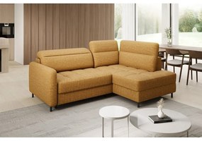 Divano angolare giallo allungabile/con contenitore (con penisola a destra/a L) e rivestimento in velluto Barea – ELTAP