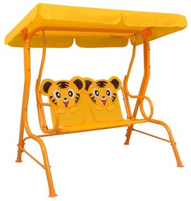 Dondolo A Panchina Per Bambini Giallo 115x75x110 Cm İn Tessuto /