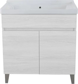 Mobile lavanderia Dolomite 2 ante in truciolare bianco frassinato L 80 x P 47 x H 81 cm