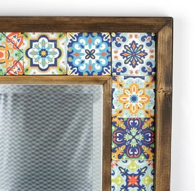 Specchio da parete con mensola con cornice in pietra 32,5x33 cm - Wallity