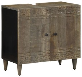 Mobile Lavabo Da Bagno 62x33x58cm İn Legno Massello Di Mango /