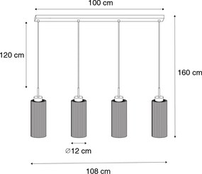 Lampada a sospensione smart nera con vetro fumé 4 luci incl. 4 Wifi ST64 - Laura