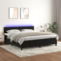 Letto a Molle con Materasso e LED Nero 160x200 cm in Velluto 3134293