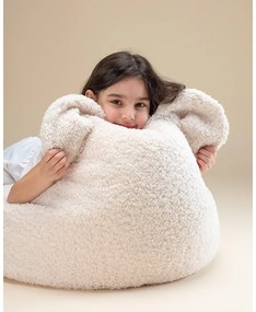 Pouf a sacco per bambini color crema con rivestimento in bouclé Bear – Wigiwama