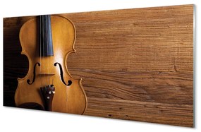 Quadro su vetro acrilico Violino sul legno 100x50 cm