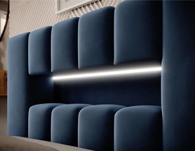 Letto singolo imbottito blu scuro con contenitore con rete inclusa 90x200 cm Lamica – ELTAP