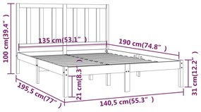 Giroletto in Legno Massello 135x190 cm Small Double