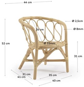 Kave Home - Sedia per bambini Lumila in rattan