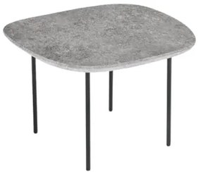 Tavolino con piano sagomato in legno Cemento e base in metallo - FLUX Small