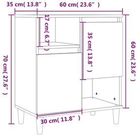 Credenza Grigio Sonoma 60x35x70 cm in Legno Multistrato