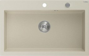 Mexen Elix lavello in granito 1-vasca 800 x 500 mm, beige, sifone cromato - 6527801005-69
