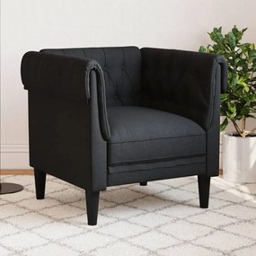 Poltrona Chesterfield Nera İn Tessuto /