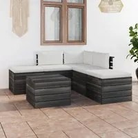 Set Divani da Giardino su Pallet 6 pz con Cuscini Massello Pino 3061841