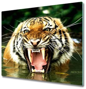 Tagliere in vetro Tigre ruggente 60x52 cm
