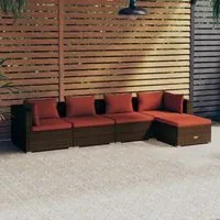 Set Divani da Giardino 5 pz con Cuscini in Polyrattan Marrone 3101659