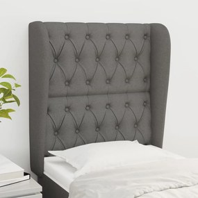 Testiera Ad Orecchio Grigio Scuro 83x23x118/128 Cm İn Tessuto /