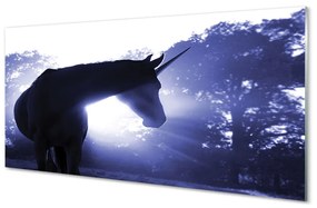 Quadro vetro acrilico Foresta di unicorno 100x50 cm