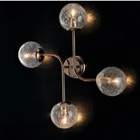 Plafoniera Design Moderno Contemporaneo Oro Lucido Con Vetri 4 Luci Ikarus