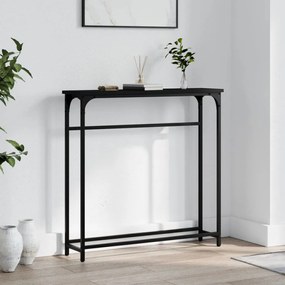 Tavolino Consolle Nero 75x19,5x75 Cm İn Legno Multistrato /