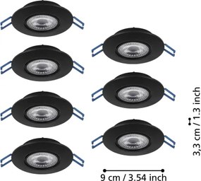 Eglo 300191 - Set da 7 faretti LED da incasso GEDREZ LED/4,9W/230V Ø 9 cm nero